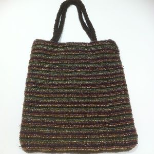 COLORFUL BEADED BAG WITH BEADED HANDLE